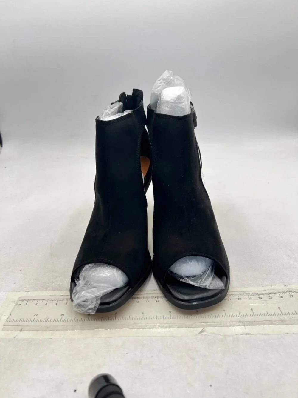 FSJ Black Cut Out High Heeled Peep Toe Buckle Cocktail Party Dress Pumps